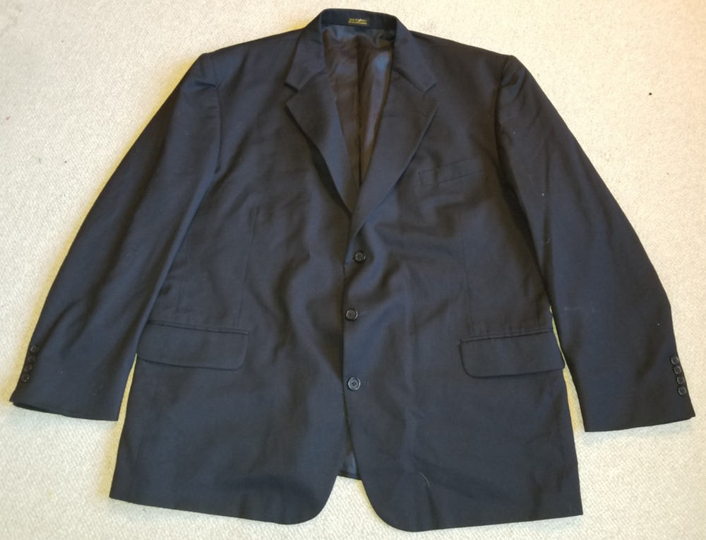 Mens Blazer-STAFFORD-navy blue 100% Pure New Wool 3-button lined Sports Coat-50R